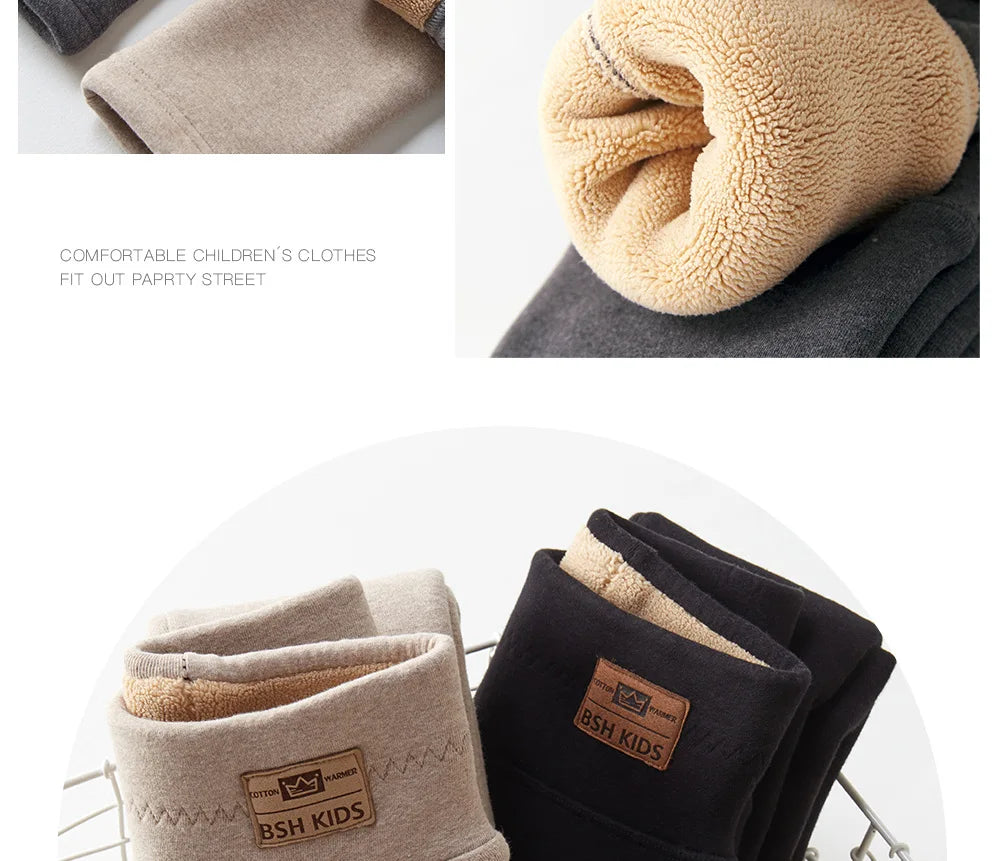 -20 Temperature Winter Girls Warm Trousers Leggings Kids Clothes 3-14 Very Thick Pants For Girls Children Cotton-padded Trousers