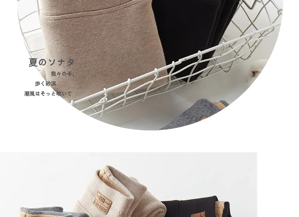-20 Temperature Winter Girls Warm Trousers Leggings Kids Clothes 3-14 Very Thick Pants For Girls Children Cotton-padded Trousers