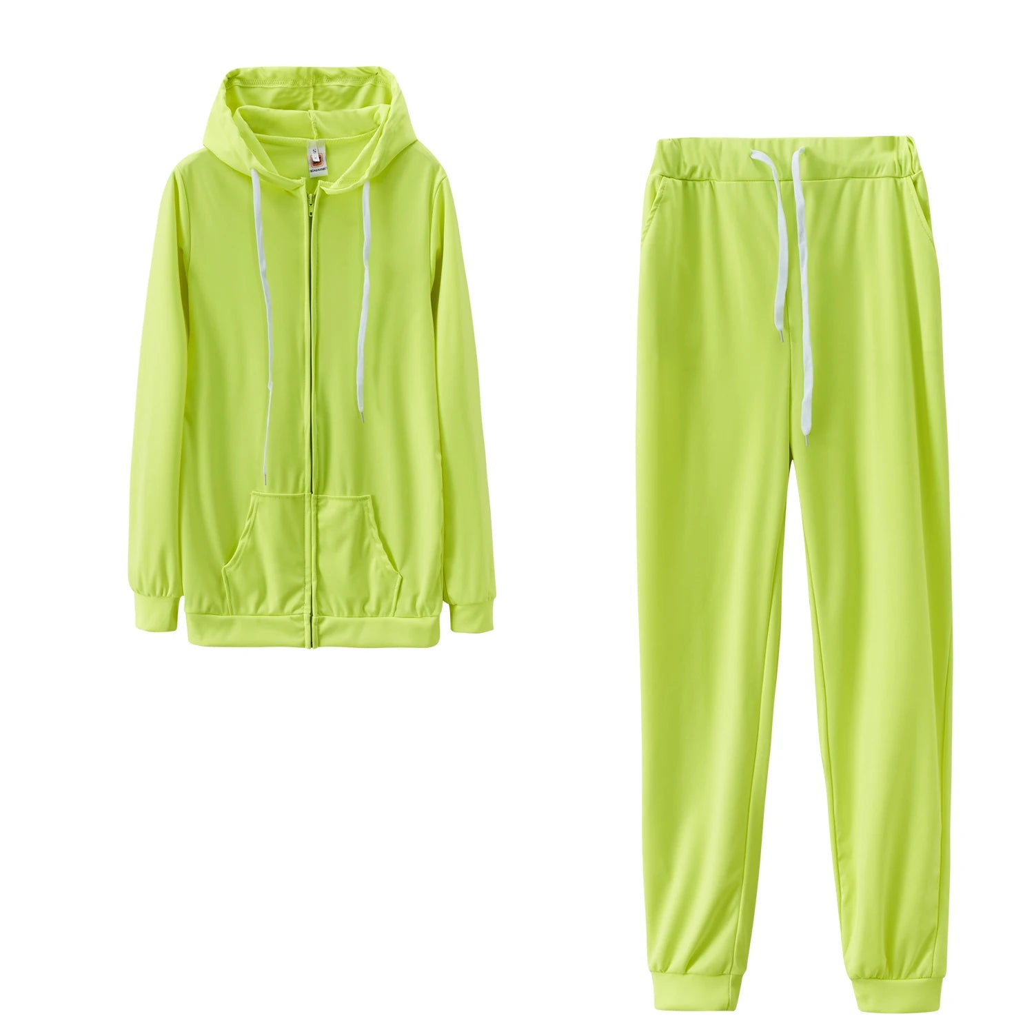 2023 Fashion Trend Women's Solid Color Plus Fleece Sports Color Sweater Suit Two-piece Suit