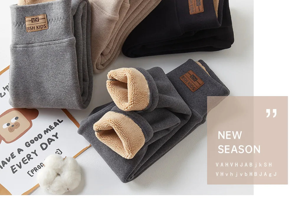 -20 Temperature Winter Girls Warm Trousers Leggings Kids Clothes 3-14 Very Thick Pants For Girls Children Cotton-padded Trousers