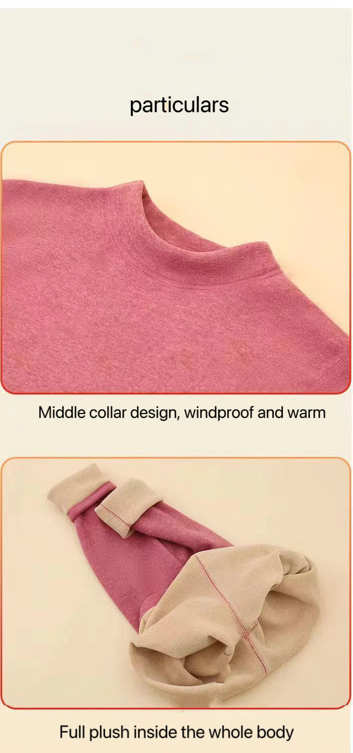1Set Ultra Thick Thermal Underwear Women Stand Collar Seamless Warm Lingerie Winter Long Sleeve Bottoming Thermal Clothing Sets