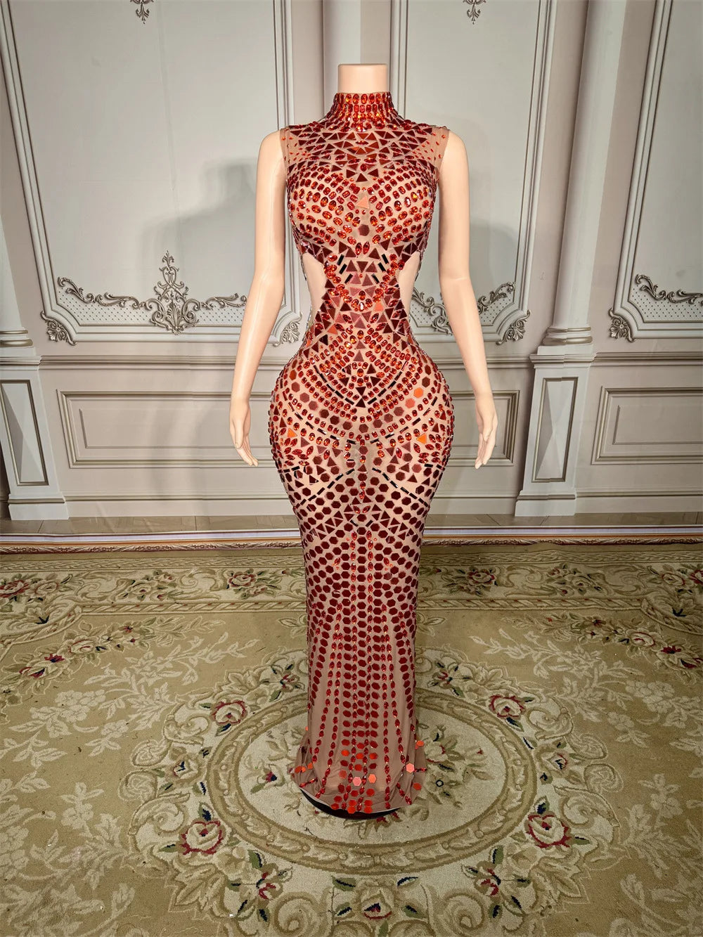 2025 Luxury Women Elegant Dress Rhinestone Sequin Long Dresses Celebrate Birthday Party Prom Outfit Concert Carnival Dresses