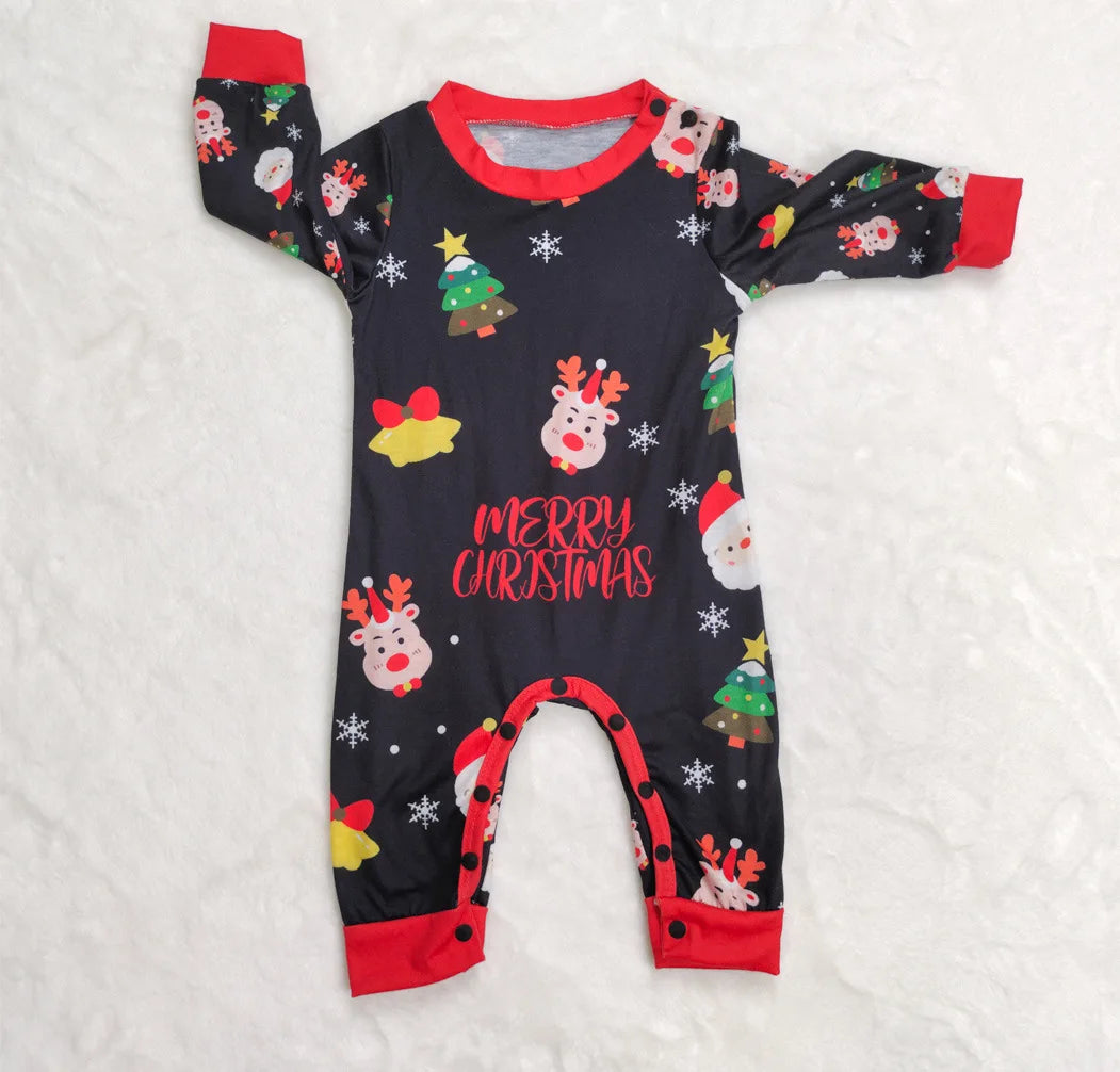 2025 New Christmas Look Outfit Family Matching Pajamas Set All Over Print Mother Father Kids Clothing Sets Baby Romper Xmas Wear