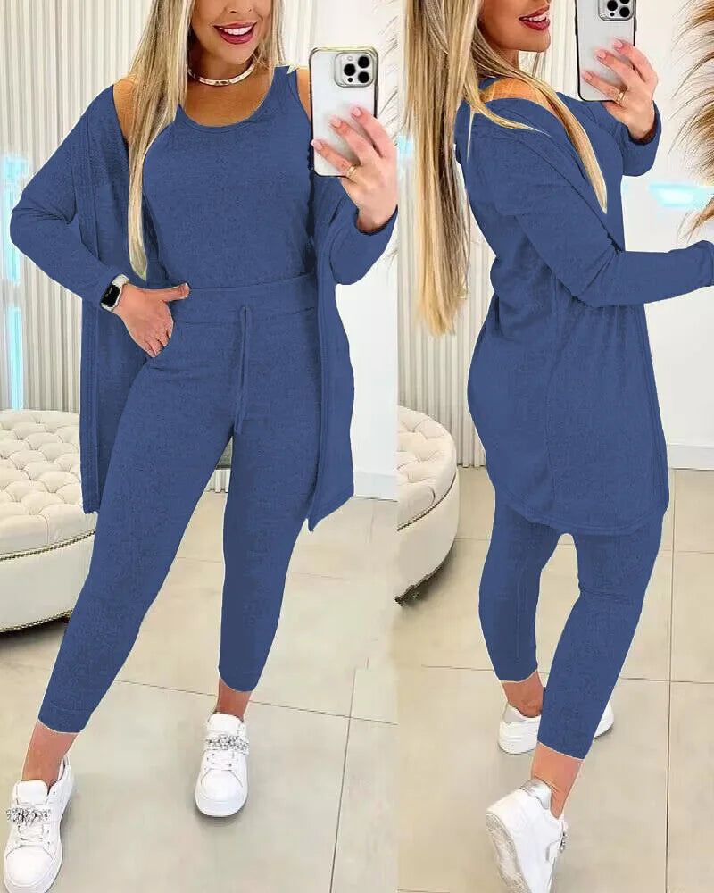 Women Suits Long Matching 3 Pieces Sportwear