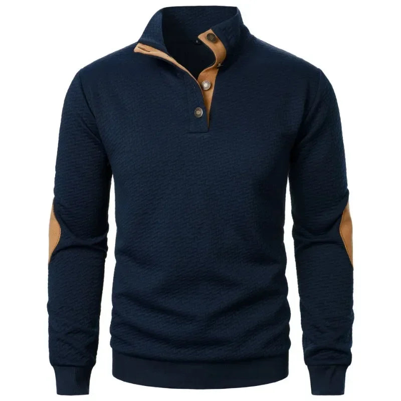 Mens Long Sleeve Sweatshirts Casual Button Down Lapel/Stand Collar Henley Polo Shirts Pullover Sweater Lightweight Streetwear