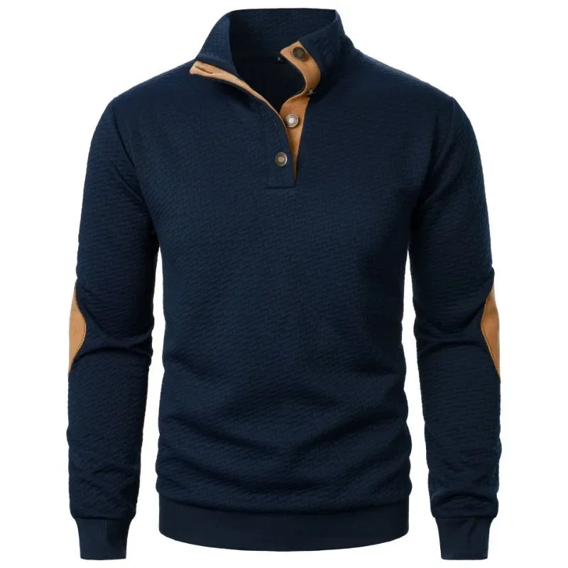 Mens Long Sleeve Sweatshirts Casual Button Down Lapel/Stand Collar Henley Polo Shirts Pullover Sweater Lightweight Streetwear