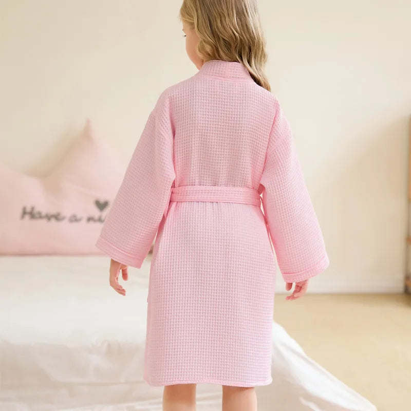 2025 Autumn Winter children's bathrobe 100% Cotton Waffle Robes homewear Sleepwear Bath Robes for Girls Boys