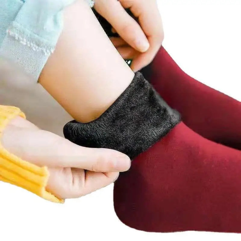 5Pairs/Lot Winter Warm Solid Women Socks Thicken Thermal Socks Wool Cashmere Black Skin Seamless Snow Sock Velvet Unisex Socks