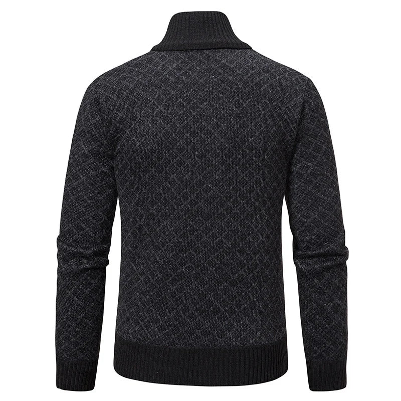 2025 Men's Casual High Collar Long Sleeve Knitted Top with Velvet Warmth for Autumn and Winter Fashion Multi Functional Jacket