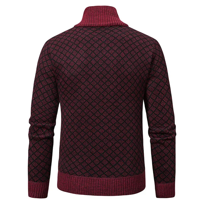 2025 Men's Casual High Collar Long Sleeve Knitted Top with Velvet Warmth for Autumn and Winter Fashion Multi Functional Jacket