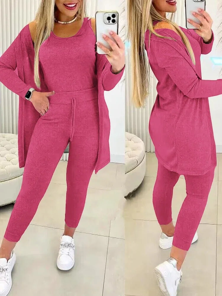Women Suits Long Matching 3 Pieces Sportwear