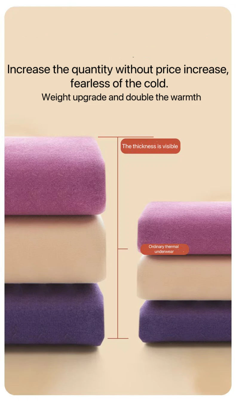 1Set Ultra Thick Thermal Underwear Women Stand Collar Seamless Warm Lingerie Winter Long Sleeve Bottoming Thermal Clothing Sets