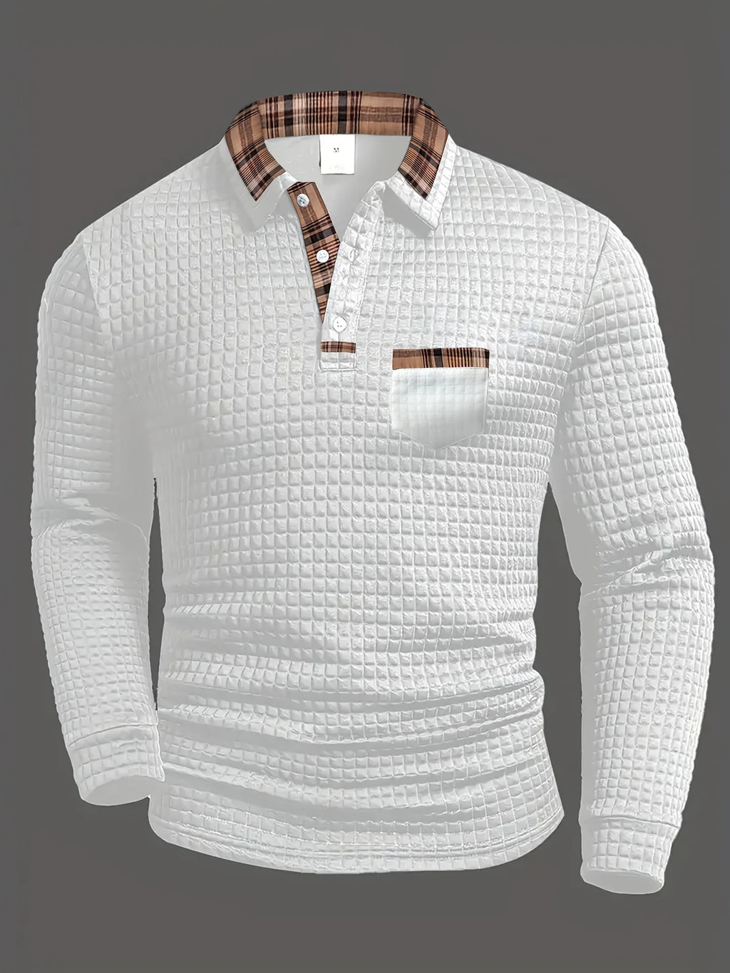 Men's casual new style autumn-winter fashionable long-sleeved polka dot jacquard solid color polo shirt with comfortable fit