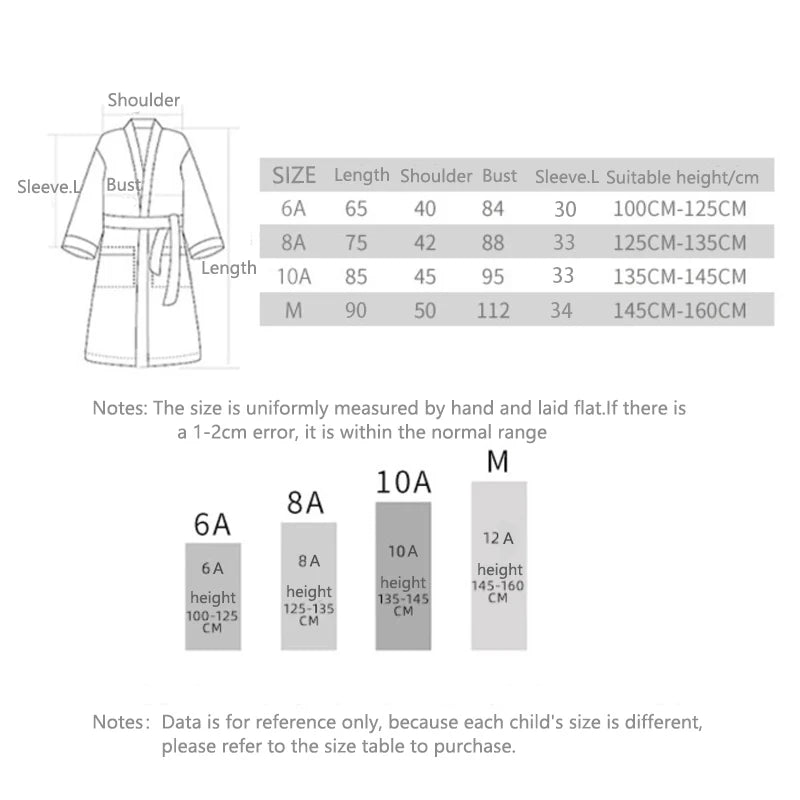 2025 Autumn Winter children's bathrobe 100% Cotton Waffle Robes homewear Sleepwear Bath Robes for Girls Boys
