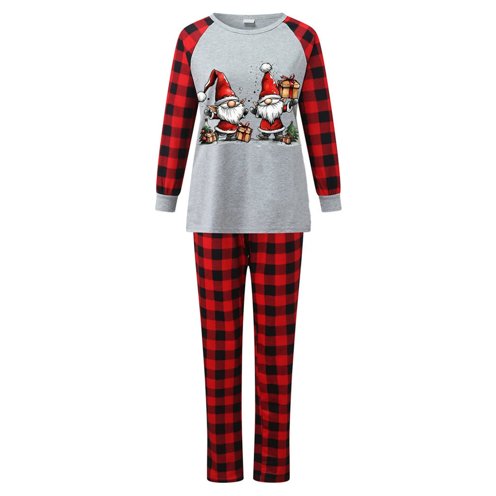 2025 New Santa Claus Plaid Family Christmas Pajamas Matching Set for Couples Kids Full Sleeve Loose 2pcs Suit Xmas Look Pyjamas