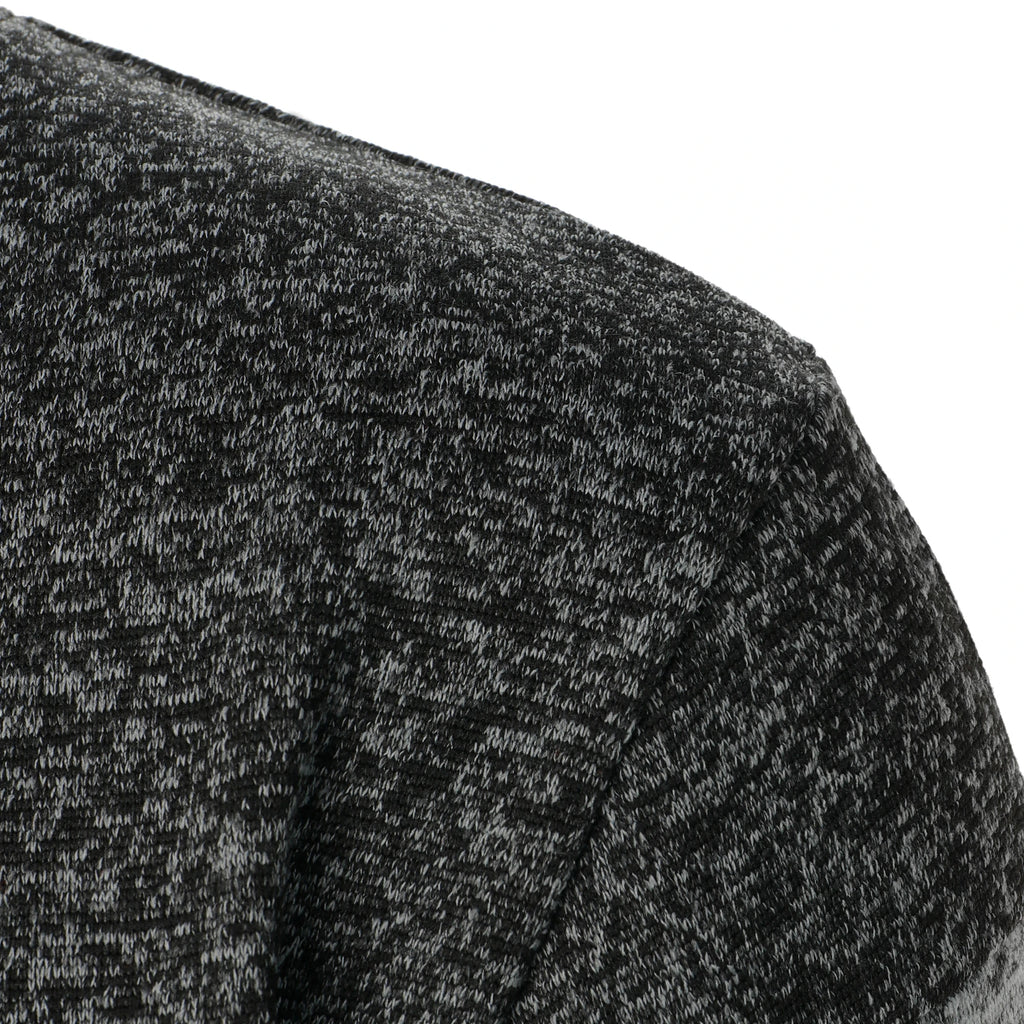 Autumn/winter men's stand-up collar striped check zipper knit top with fashion color matching