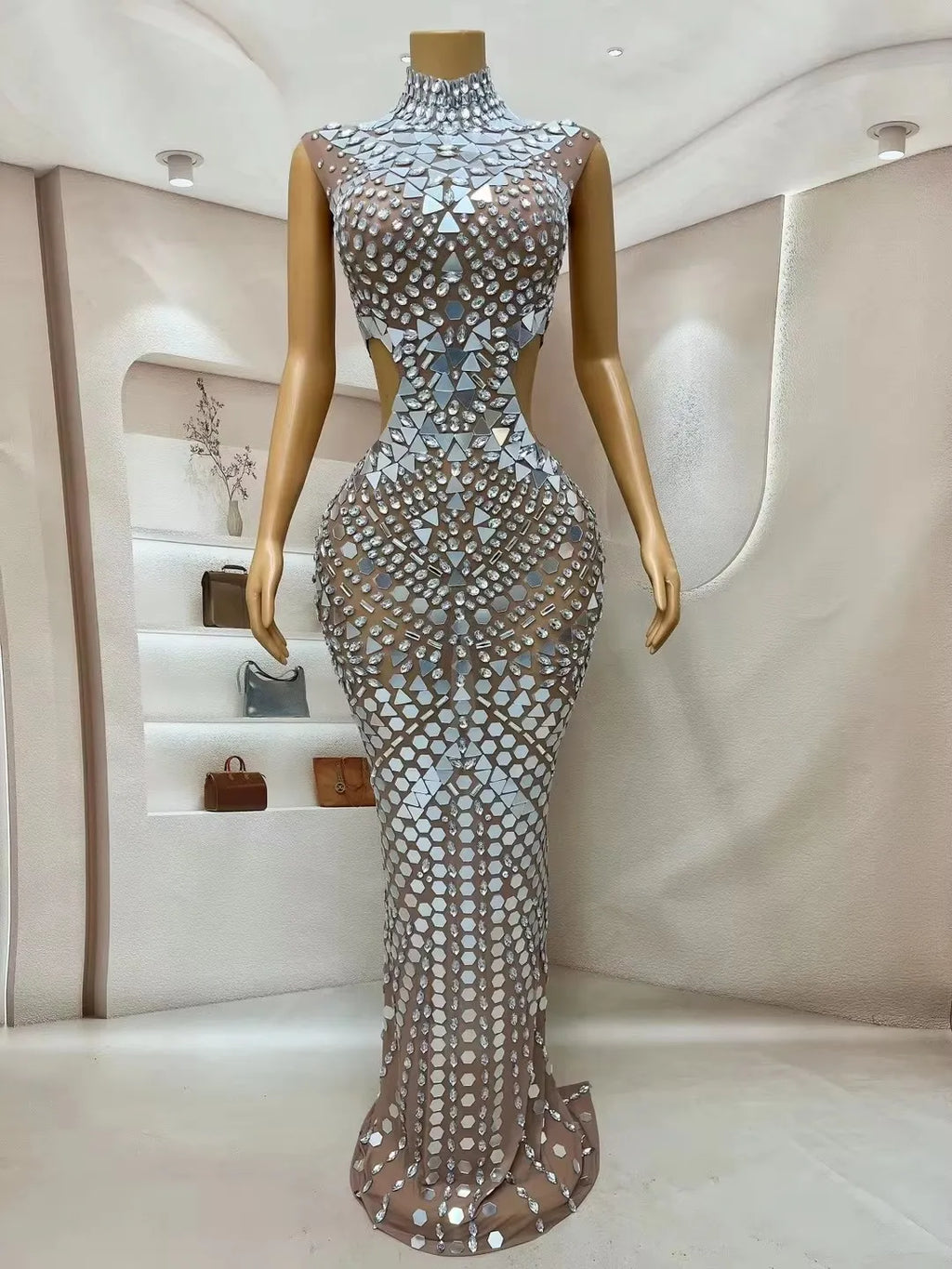 2025 Luxury Women Elegant Dress Rhinestone Sequin Long Dresses Celebrate Birthday Party Prom Outfit Concert Carnival Dresses