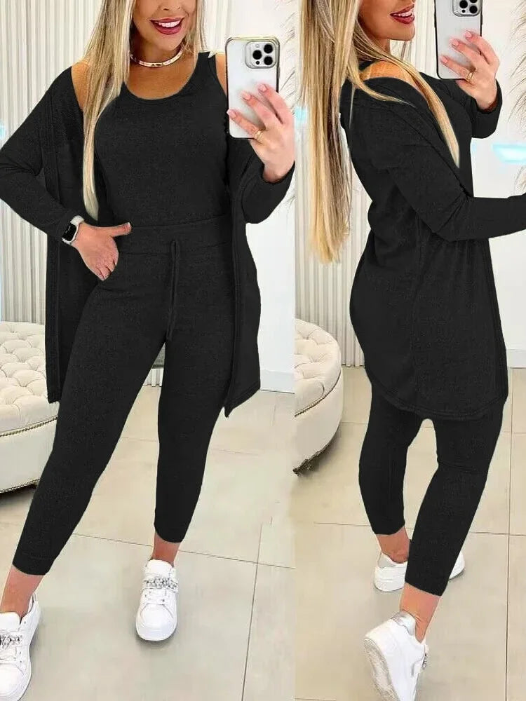 Women Suits Long Matching 3 Pieces Sportwear