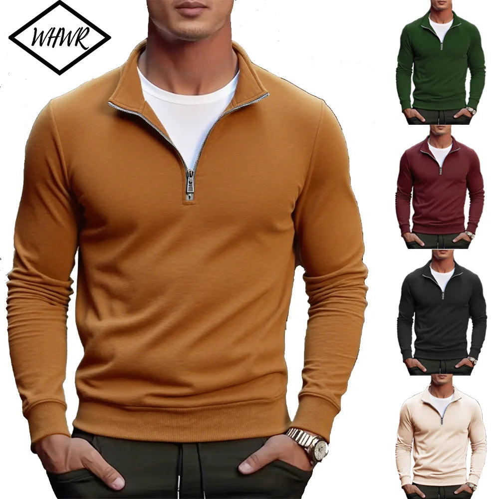 Men's Warm Sweatshirts Breathable Casual Sports Hiking Turtleneck Pullover Tops Men's Outdoor Mock Neck Tops Streetwear