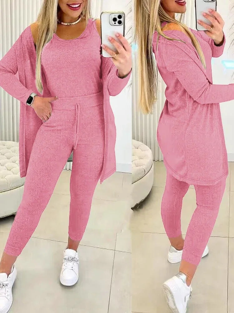 Women Suits Long Matching 3 Pieces Sportwear