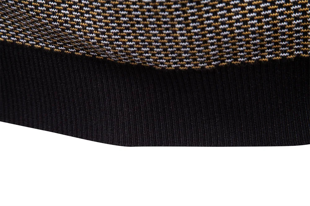 AIOPESON Classic Striped Knitwear Men Cotton Blend Sweater Mock Neck Warm Thickened Old Money Luxury Winter Sweaters for Men