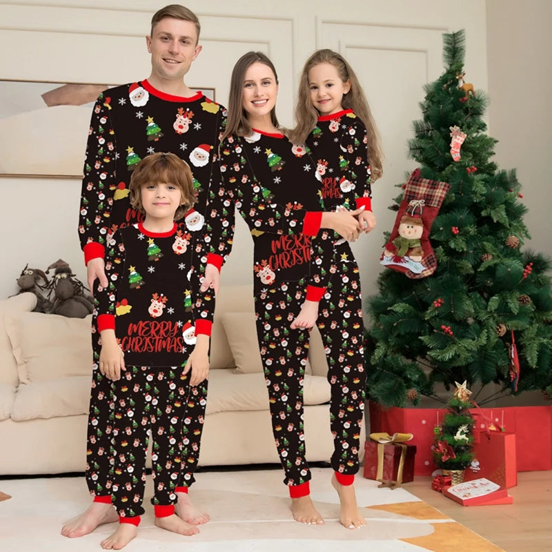2025 New Christmas Look Outfit Family Matching Pajamas Set All Over Print Mother Father Kids Clothing Sets Baby Romper Xmas Wear