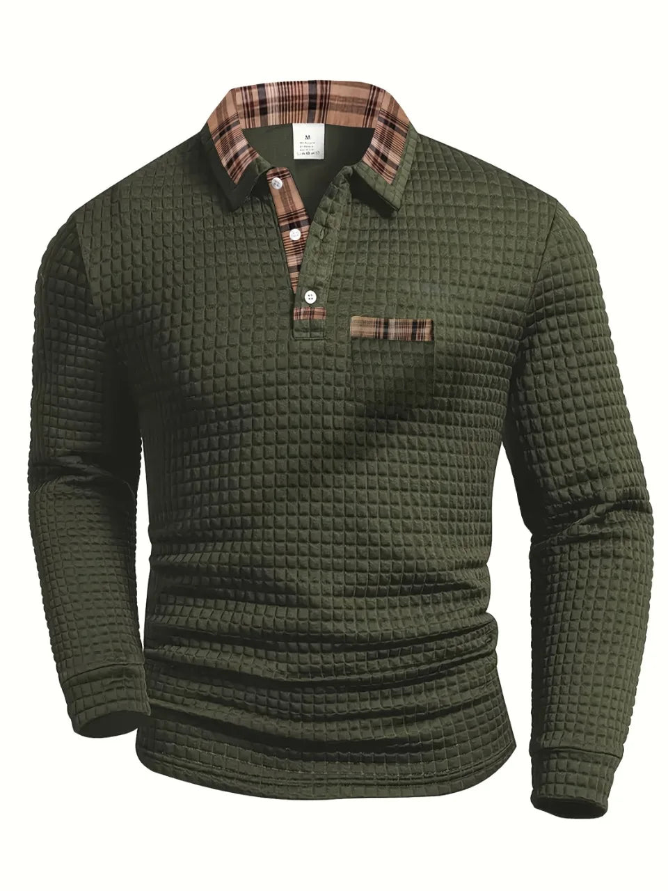 Men's casual new style autumn-winter fashionable long-sleeved polka dot jacquard solid color polo shirt with comfortable fit