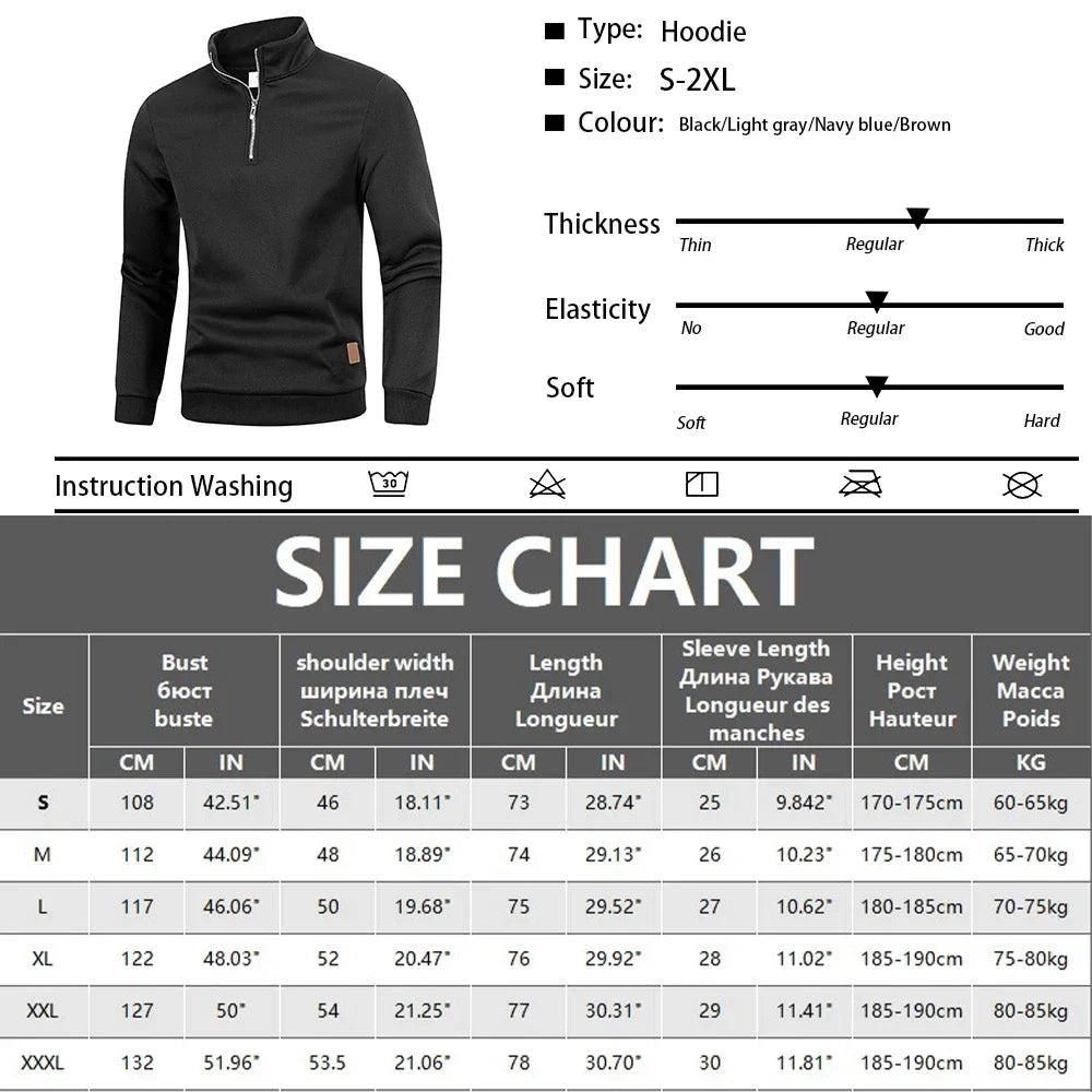 Men's Quarter Zip Up Long SleeveSlim Fit Lightweight Mock Neck Pullover Casual Sweaters Half Turtleneck Cozy Outdoor Streetwear