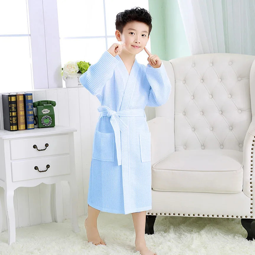 2025 Autumn Winter children's bathrobe 100% Cotton Waffle Robes homewear Sleepwear Bath Robes for Girls Boys