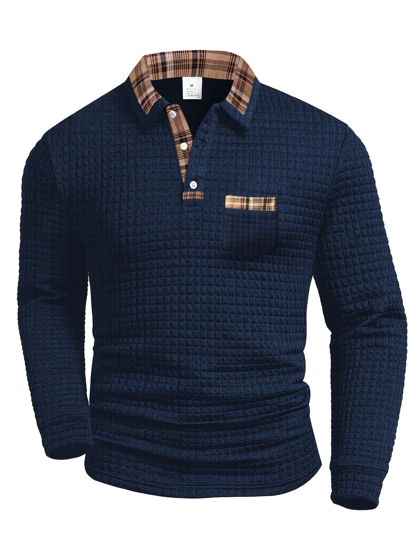 Men's casual new style autumn-winter fashionable long-sleeved polka dot jacquard solid color polo shirt with comfortable fit