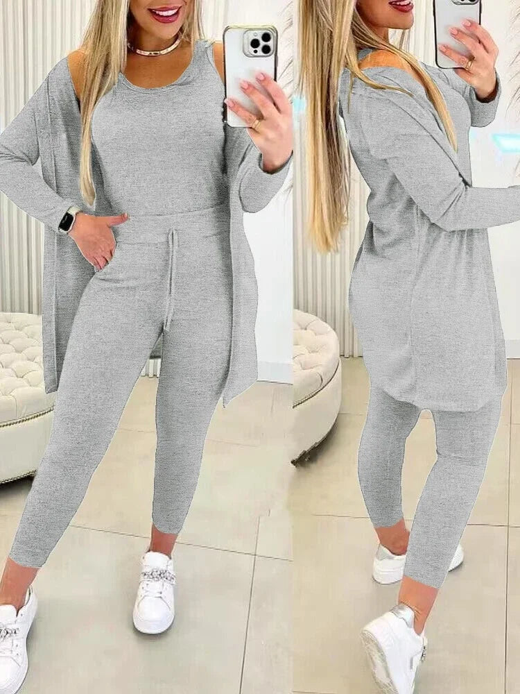Women Suits Long Matching 3 Pieces Sportwear