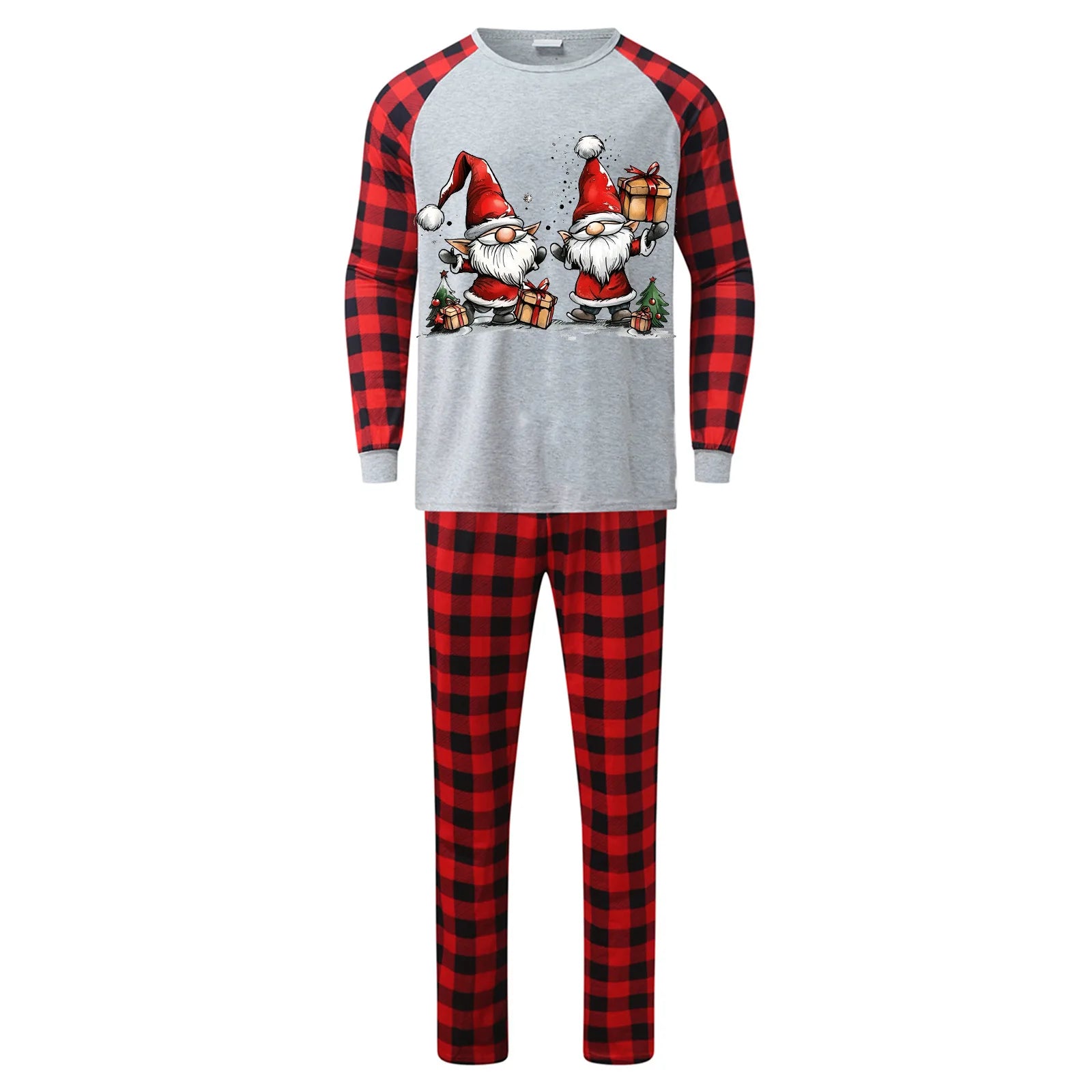 2025 New Santa Claus Plaid Family Christmas Pajamas Matching Set for Couples Kids Full Sleeve Loose 2pcs Suit Xmas Look Pyjamas