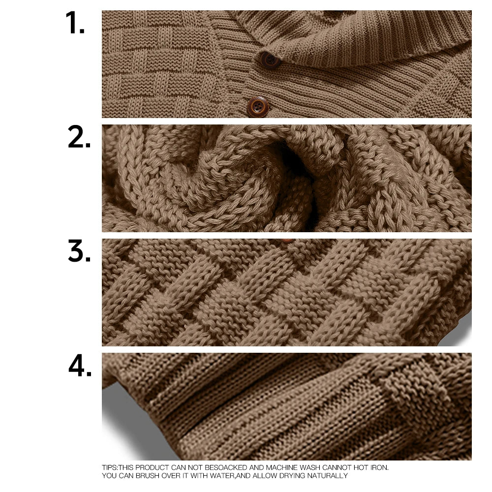 Men’s Sweater Winter Knitted Crew Neck Warm Soft Long Sleeve Pullover Textured Ribbed Edge Comfortable High Quality Top US Size