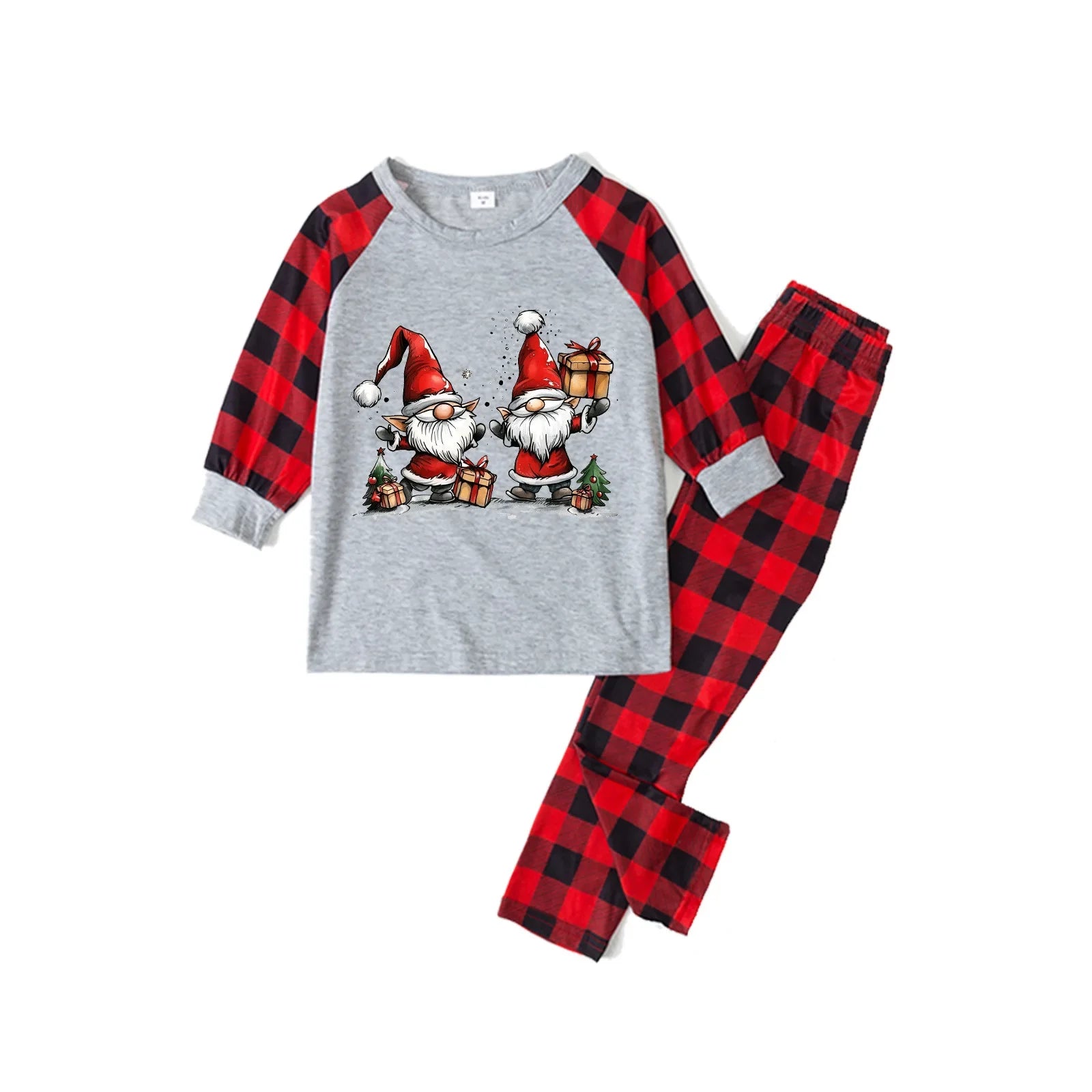2025 New Santa Claus Plaid Family Christmas Pajamas Matching Set for Couples Kids Full Sleeve Loose 2pcs Suit Xmas Look Pyjamas