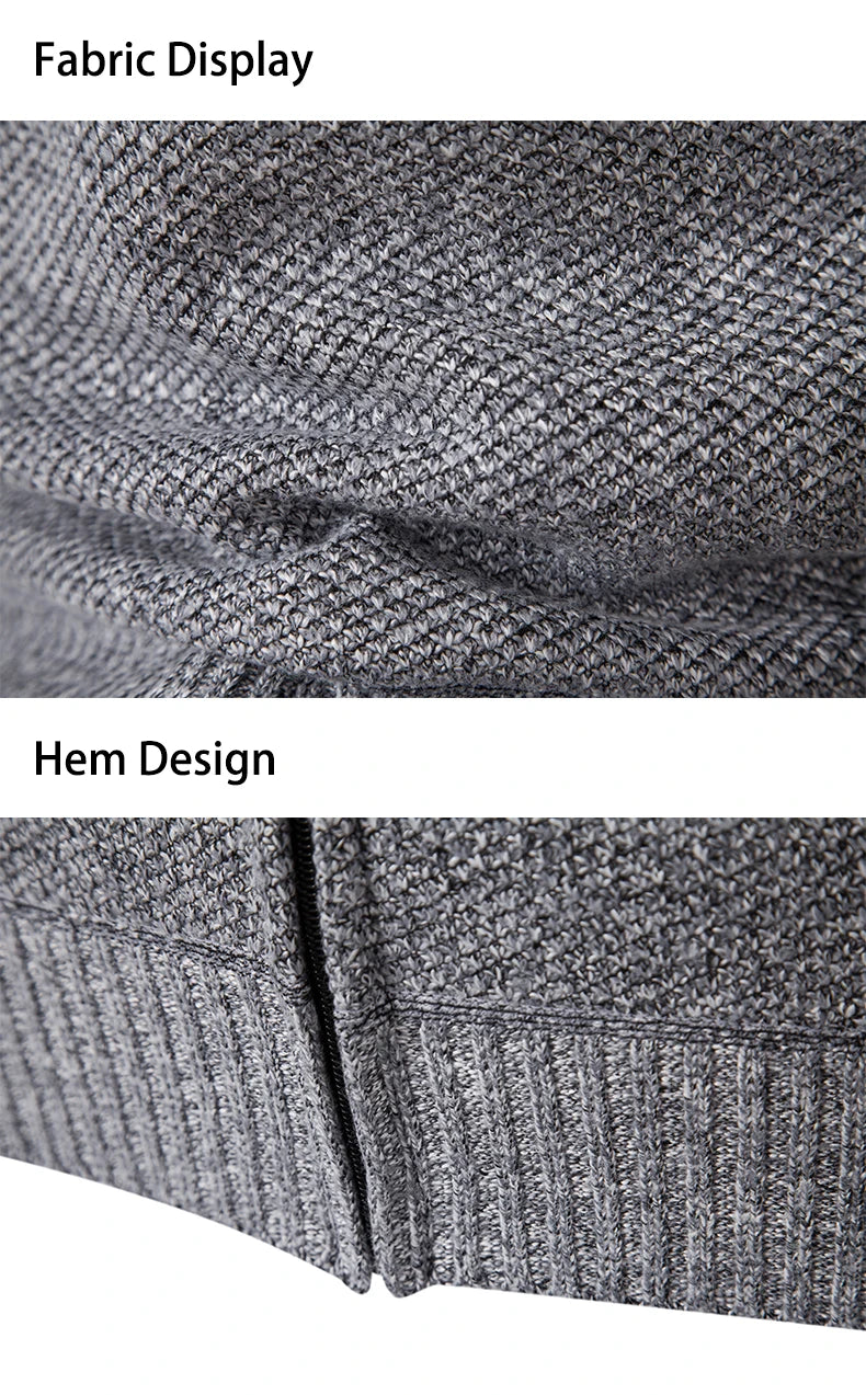 2023 New Autumn and Winter Striped Hooded Sweater Men's Coat with Velvet Padded Warm Knit Cardigan