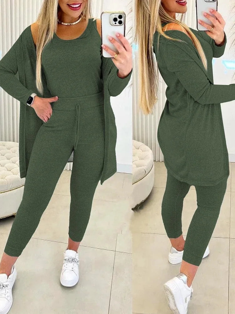 Women Suits Long Matching 3 Pieces Sportwear
