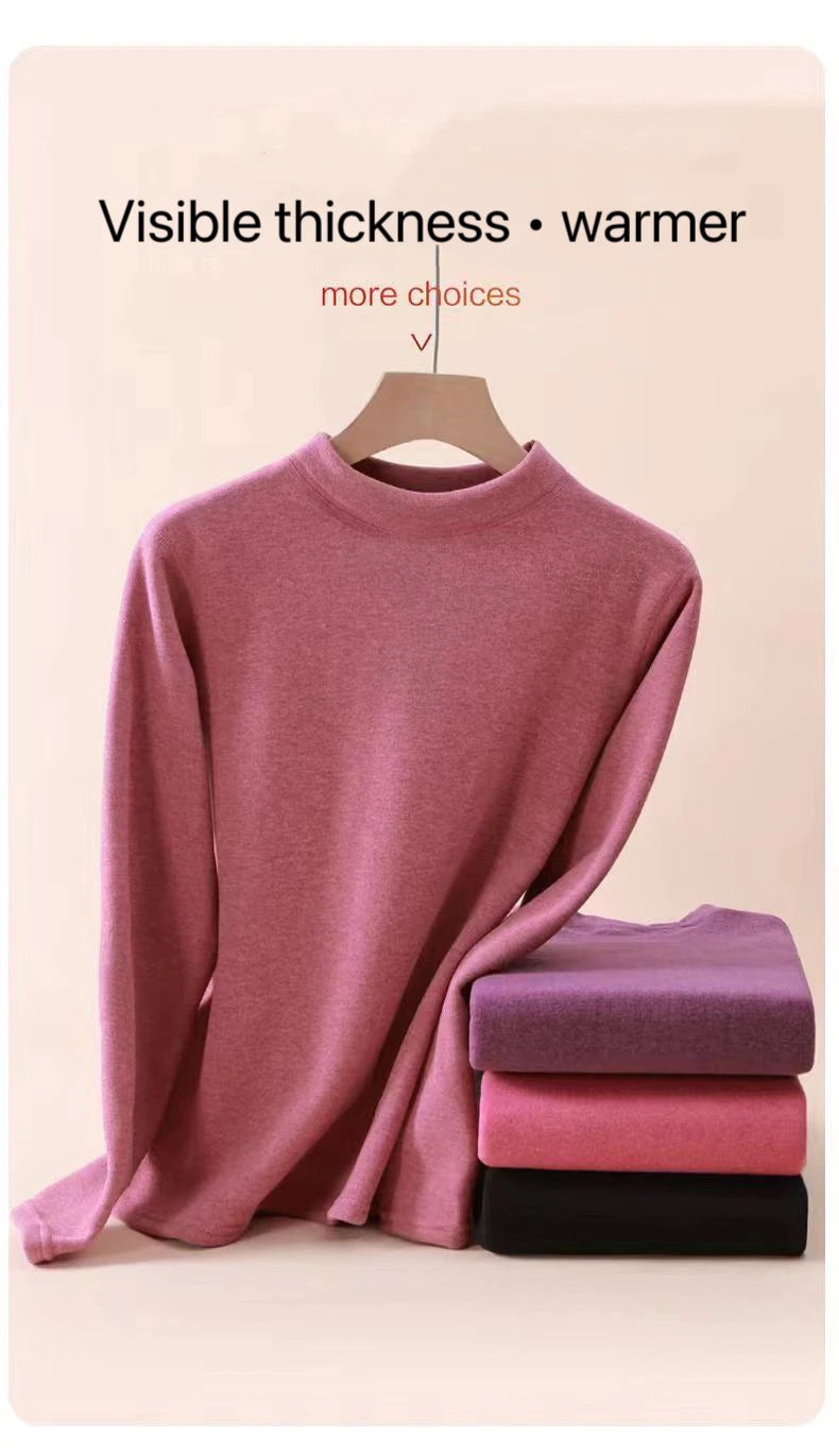 1Set Ultra Thick Thermal Underwear Women Stand Collar Seamless Warm Lingerie Winter Long Sleeve Bottoming Thermal Clothing Sets