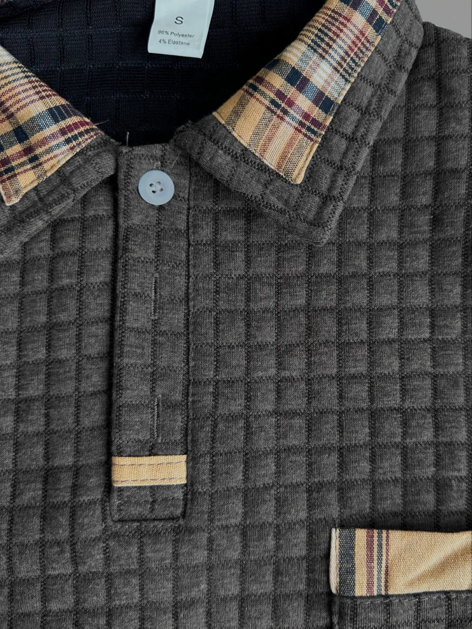 Men's casual new style autumn-winter fashionable long-sleeved polka dot jacquard solid color polo shirt with comfortable fit