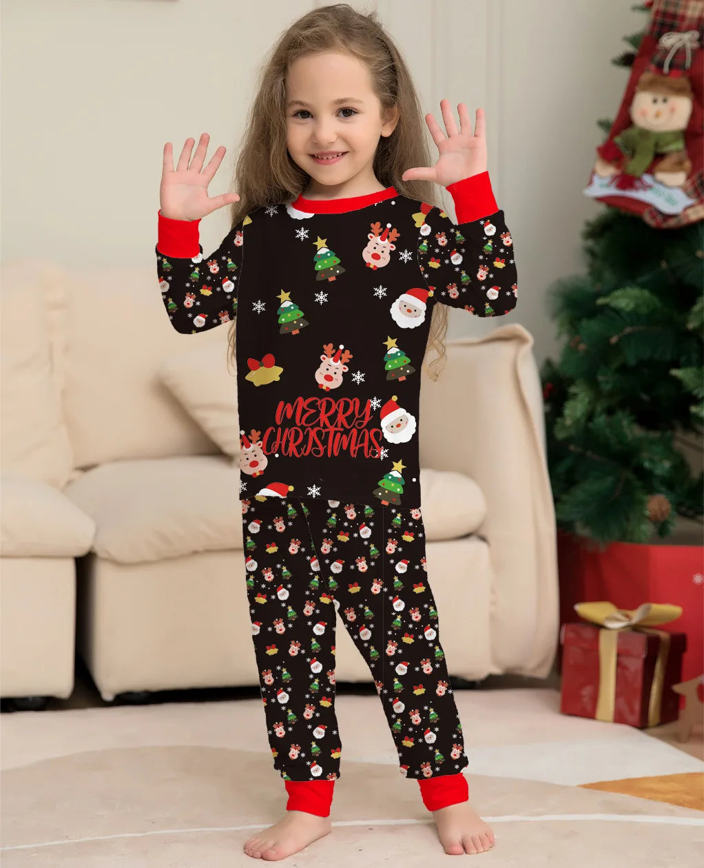 2025 New Christmas Look Outfit Family Matching Pajamas Set All Over Print Mother Father Kids Clothing Sets Baby Romper Xmas Wear
